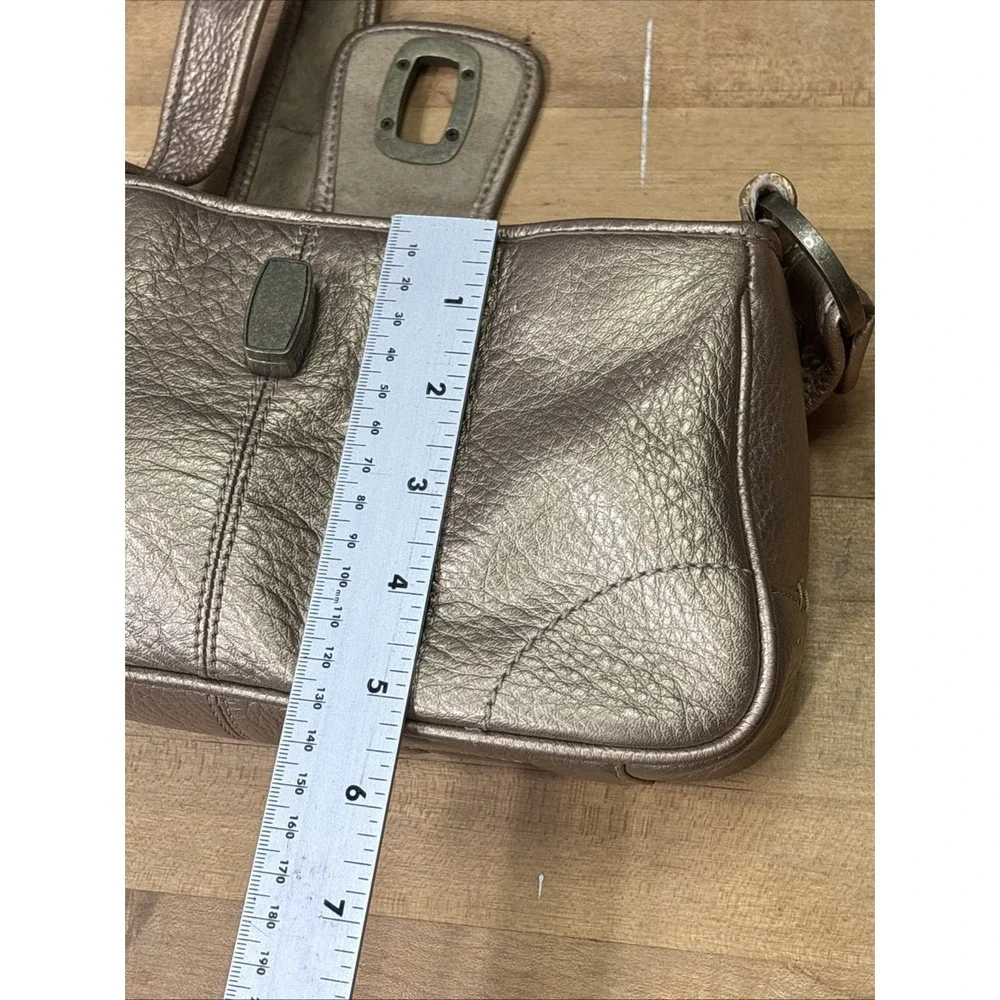 The Sak Metallic Bronze Leather Shoulder Bag Purse Y2K Hobo Handbag